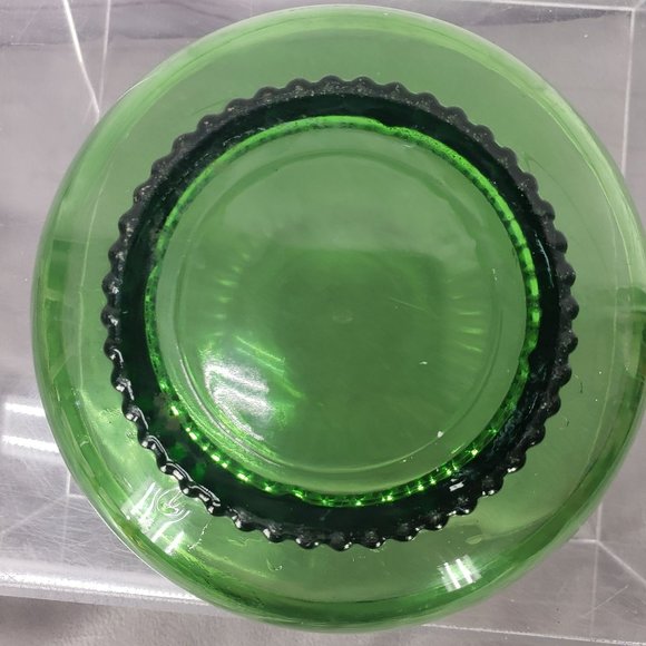Vintage Green Glass Bowl by EO Brody Co with Scalloped Rim Pedestal Bowl - Picture 3 of 13